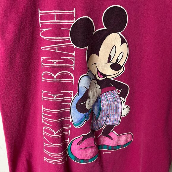 Vintage 80s Myrtle Beach Mickey Mouse T Shirt Pink Medium M USA Cartoon Solid - Picture 5 of 14